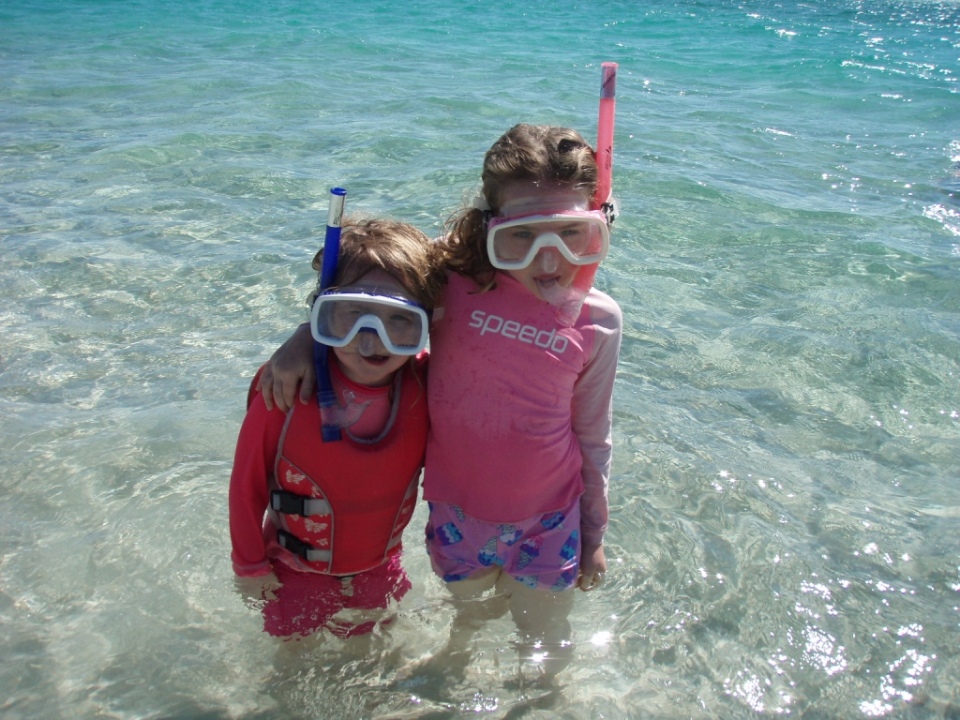 Girls in snorkel gear.